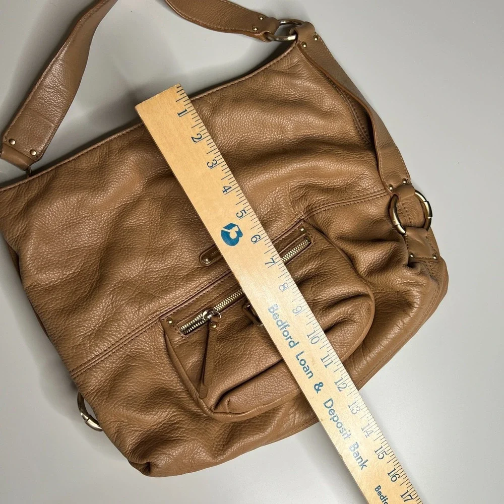 Michael Kors Austin Pebbled Leather Shoulder Tote Bag Brown Slouchy Hobo